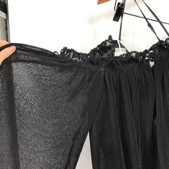 NWT Alice McCall black pleated chiffon ruffle “What  Do You Mean” top - Picture 10 of 16